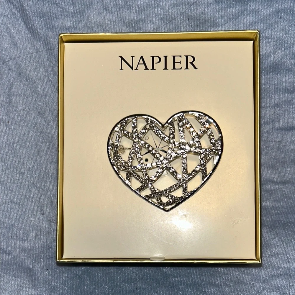 Napier Silver Tone Open Heart Shaped Pin/Brooch